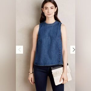 Anthropologie Holding Horses Denim Swing Tank Top